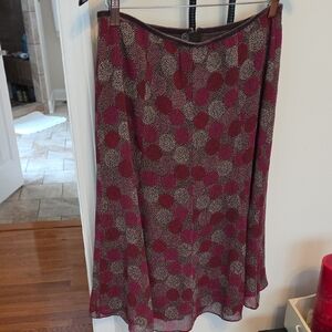 Sigrid Olsen A-Line Skirt - Pink and Brown Polka Dots